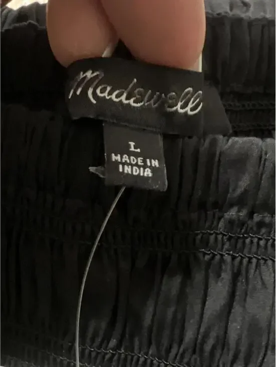 Madewell Black Smocked Bodice Midi Dress Spaghetti Straps - Picture 9 of 10